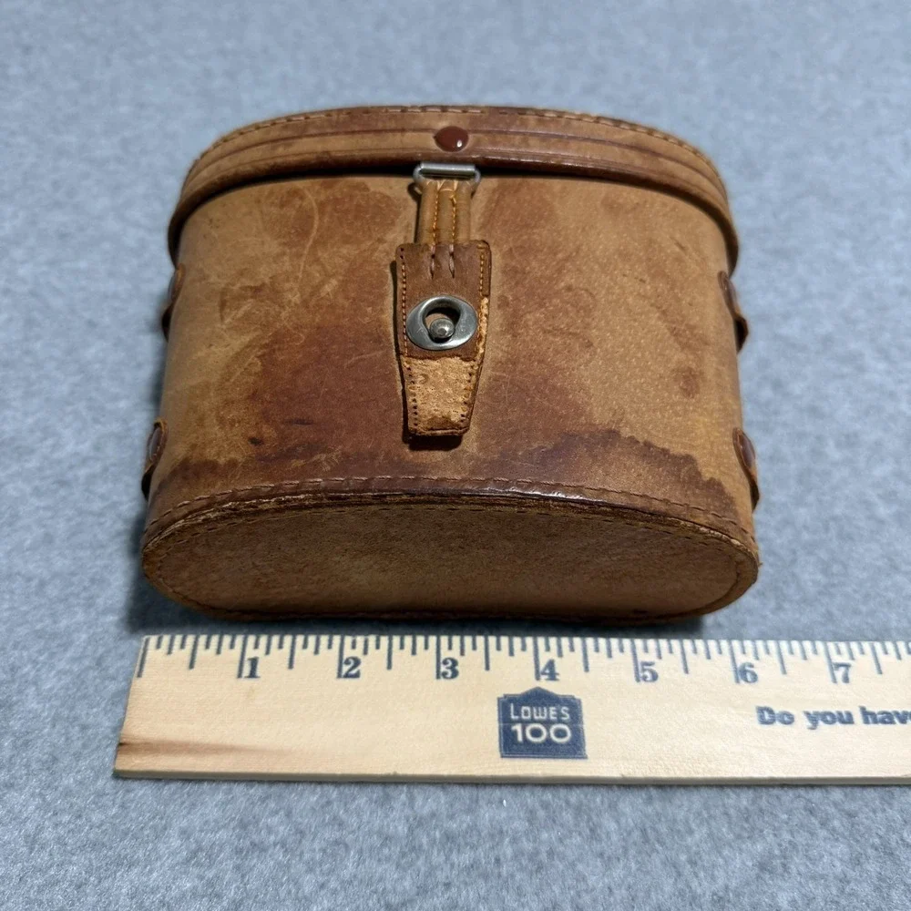 Vintage Binocular Prop Case Brown Leather Red Velvet Interior Flip Top Case Only